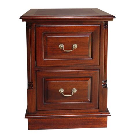 Solid Mahogany Wood 2 Drawers Filing Cabinet With Insert