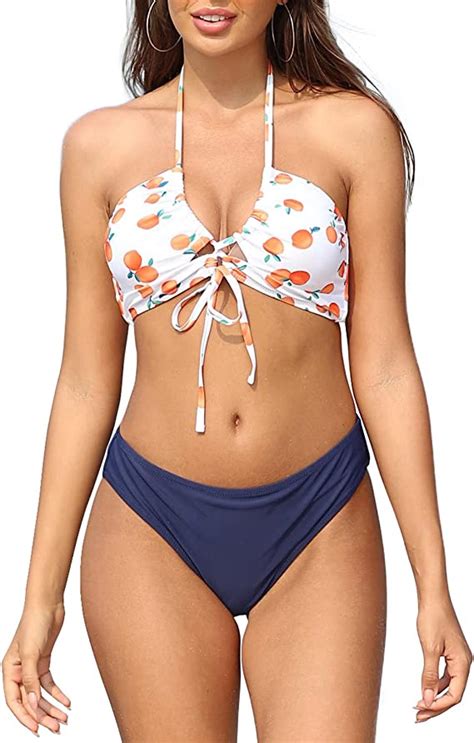 Women S Halter Cutout Bikini Floral Print Bathing Suit Two Piece