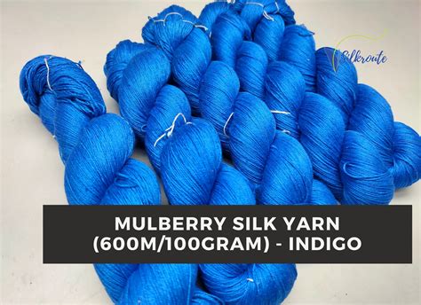 Mulberry Silk Yarn 600m100 Gram Indigo Sockweight Yarn Etsy