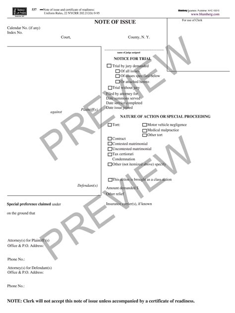 Note Of Issue Fillable Form Printable Forms Free Online