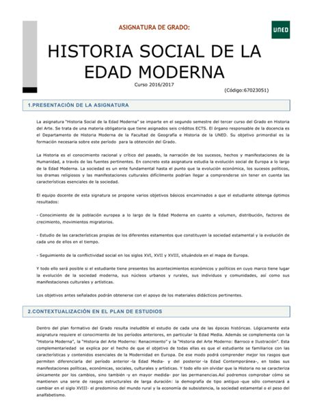 Historia Social De La Edad Moderna