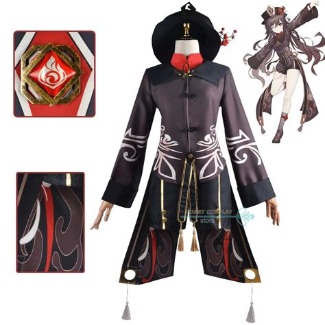 Genshin Impact Hutao Cosplay Costume With Demonia Shoes Uniform And