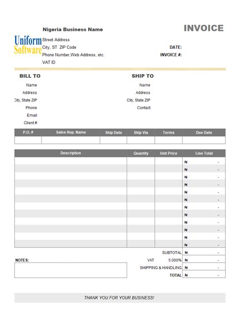 Nigeria Invoice Template