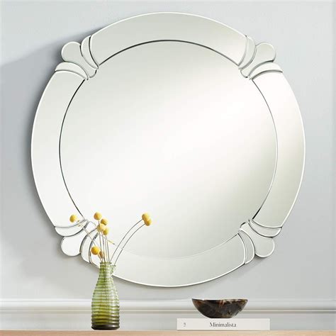 Possini Euro Fabrina Silver Round Wall Mirror W Lamps Plus