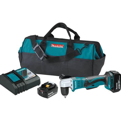 Makita 18V LXT Lithium-Ion 3/8 in. Cordless Angle Drill Kit with (2) Batteries 3.0Ah, Charger ...