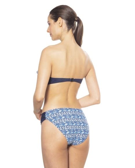 Top Bikini Bandeau Con Copa Liso Son Volante Empedrados Bikini Bikini