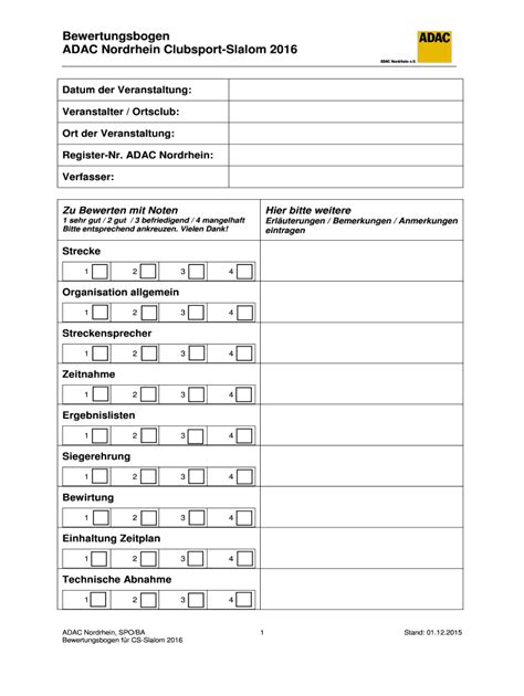 Ausf Llbar Online Motorsport Nordrhein Cs Slalom Bewertungsbogen Final