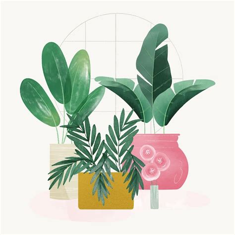 Ilustración de plantas de casa acuarela Vector Gratis