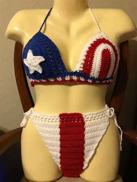 Puerto Rican Flag Crochet Bikini Etsy Ireland