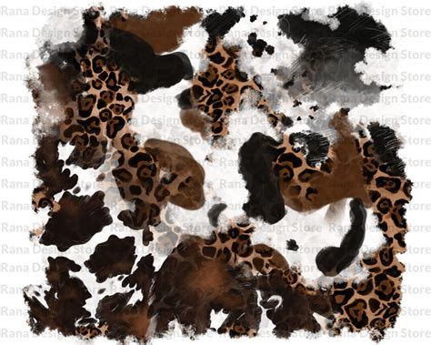 Watercolor Cowhide And Leopard Background Png Cowhide Png Digital