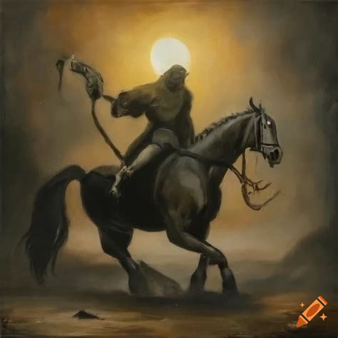 Headless Horseman Depicted In An Oil Painting On Craiyon