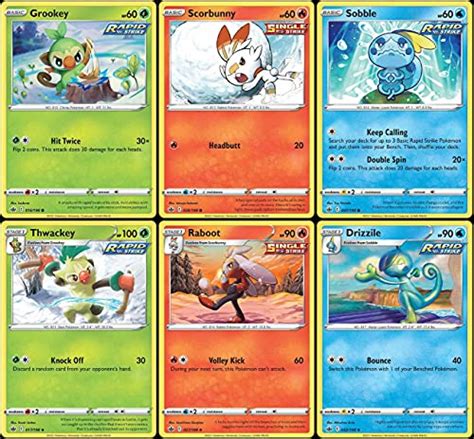 Chilling Reign Galar Starter Card Set - Grookey Scorbunny Sobble - Thw ...