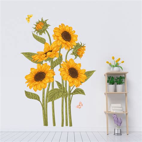 Sunflower Butterfly Wall Stickers - 3D Wall Stickers