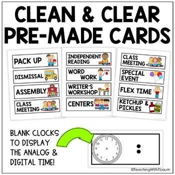 Editable Daily Schedule Cards Clocks By Teaching With Tbaum Tpt