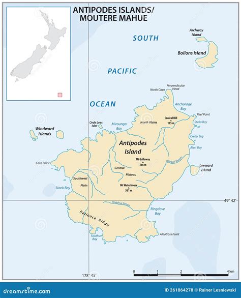 Map of the New Zealand Offshore Island Antipodes Stock Vector ...