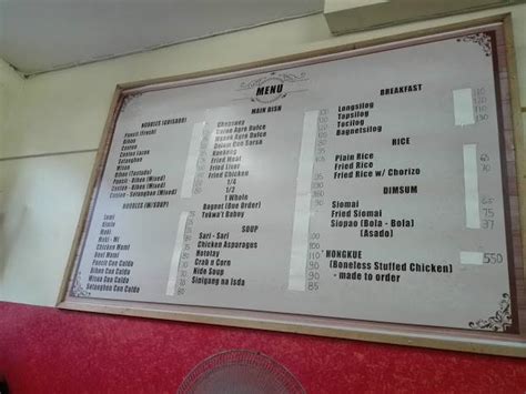 Carta De Sanitary Restaurant Branch Vigan