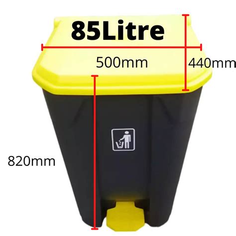 Tong Sampah Bertutup Dustbin With Pedal Black Yellow Plastic