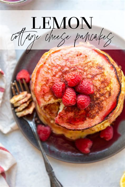 Lemon Cottage Cheese Pancakes With Raspberry Syrup