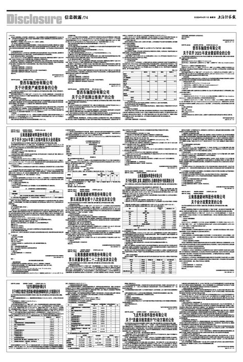 2024年04月11日 第74版：信息披露上海证券报