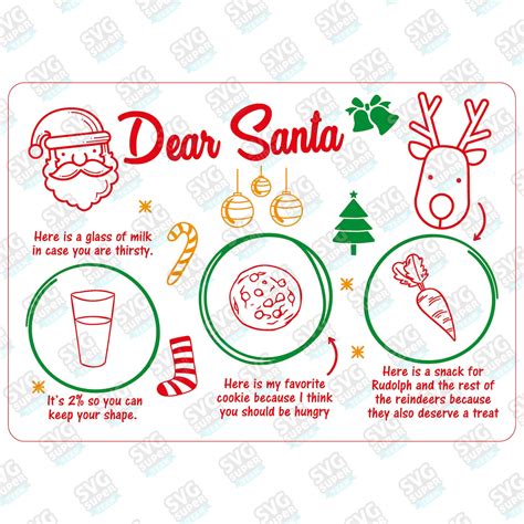 Dear Santa Tray Svg Milk Cookies Print Svg Holiday Santa Etsy