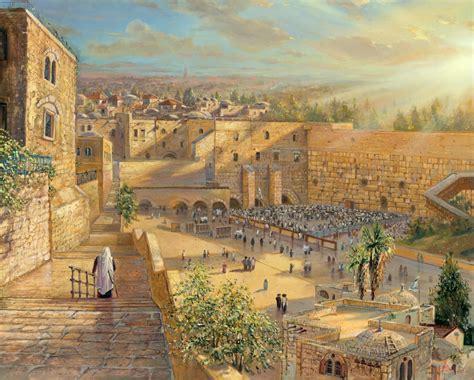 Sunrise behind the Kotel in Jerusalem, Painting by Alex Levin