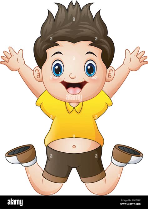 Vector Illustration Of Little Happy Boy Jumping Stock Vector Image