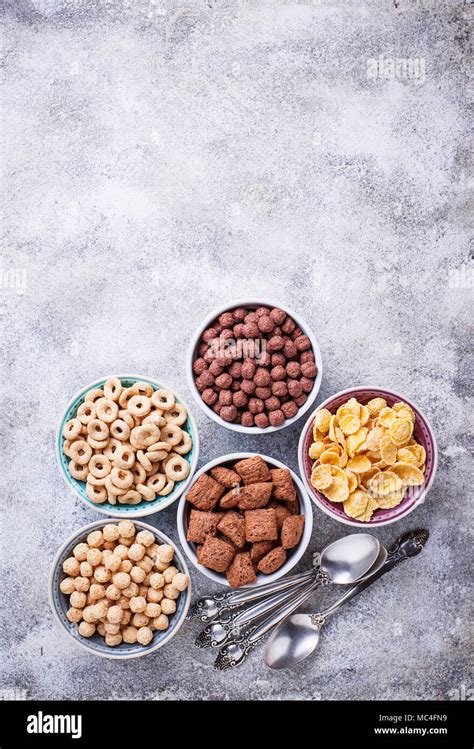 Selection Of Various Corn Flakes For Breakfast Stock Photo Alamy