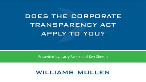 M A Webinar Series Does The Corporate Transparency Act Apply To You