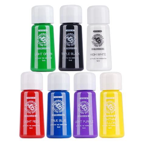 Dragonhawk Ink Mixed 7 Colors 5ML - DragonHawk® Tattoo Supply Official ...