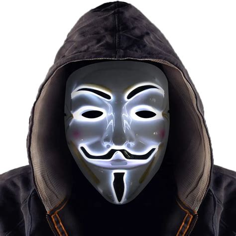 LED Halloween Hacker Dreamwear Full Face Mask Festive Cosplay Costume With Light Up Vendetta And ...