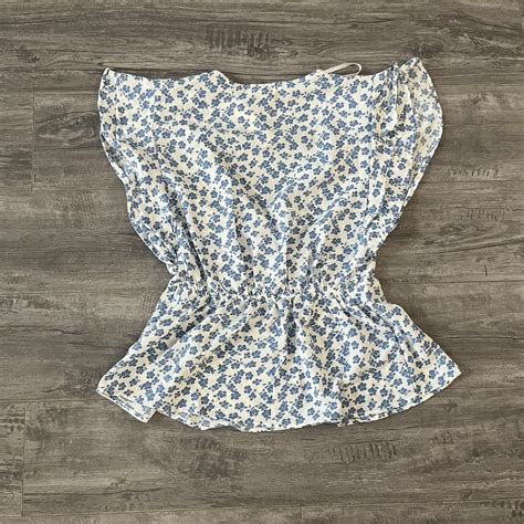 Monteau Blue Flower Blouse Size Large Brand Depop