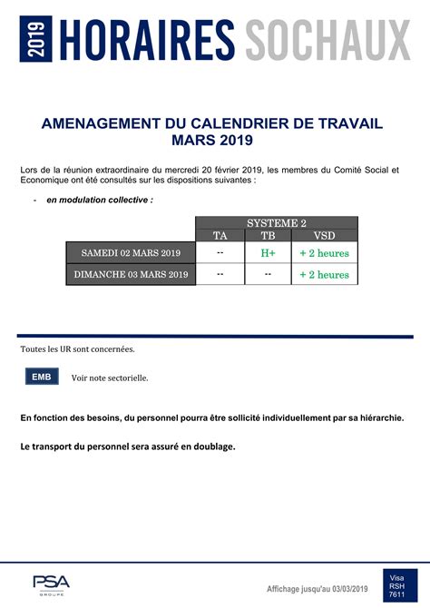 Note De Service Horaire De Travail Definitions Note D Information