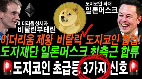 비트코인 분석 이더리움 제왕 비탈릭부테린도지코인과 협업발표 도지재단 으로 머스크 최측근인사 합류부테린 머스크의 도지