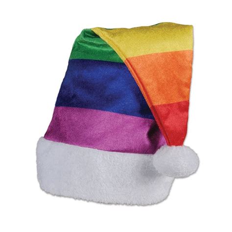 Duriosg Beistle Holiday Rainbow Santa Party Hat Costume Accessory