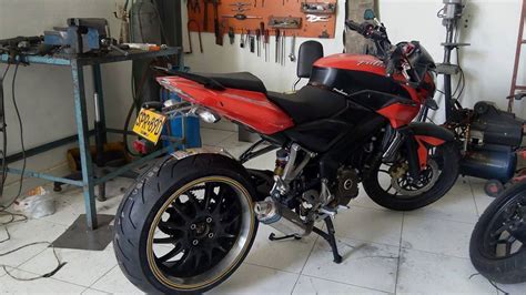 Bajaj Pulsar 200NS modified with Single sided Swingarm and massive rear ...