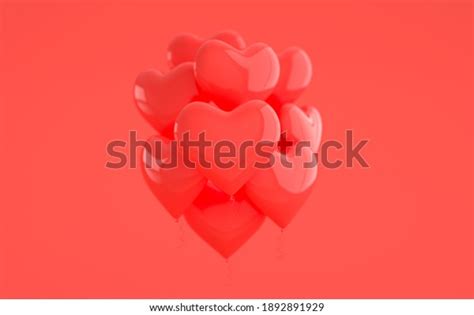 Pink Glossy Shiny Balloons Heart Shape Stock Illustration 1892891929