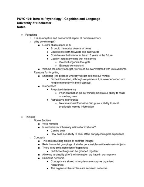 Psy 101 Cognition And Language Psyc 101 Intro To Psychology