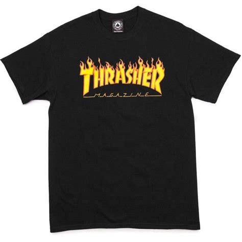 Thrasher Flame T Shirt Black 23 Liked On Polyvore Featuring Tops And