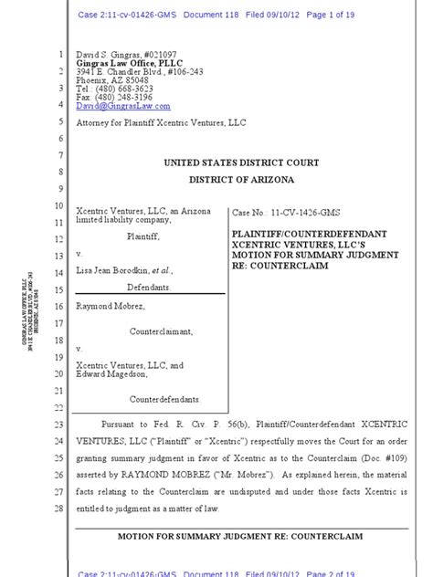 118 Motion For Summary Judgment Re Counterclaim Summary Judgment Supreme Court Of California