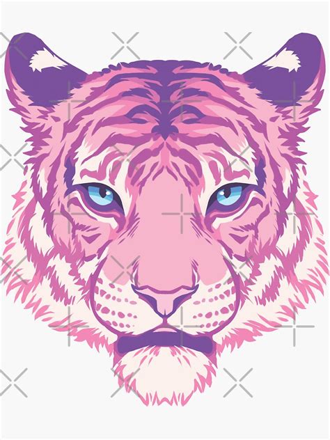 Pink Tiger Sticker For Sale By Kawiku Redbubble