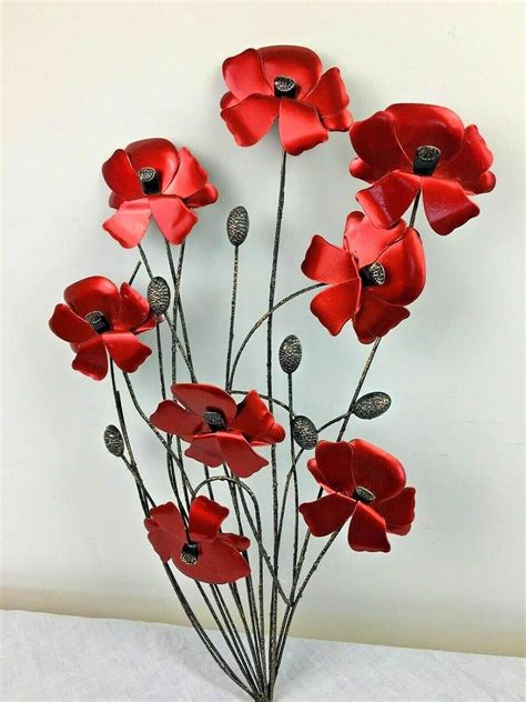 DWD Vintage Poppy Metal Wall Art For Living Room Amazon Co Uk Home