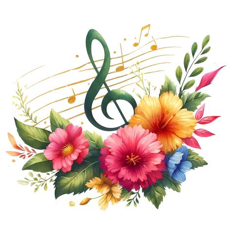 Music Notes Flowers Clipart 12 High Quality Jpgs Floral Music Note