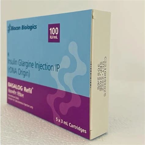 Insulin Glargine Injection IP Cartridges Packaging Size 5x3 Ml