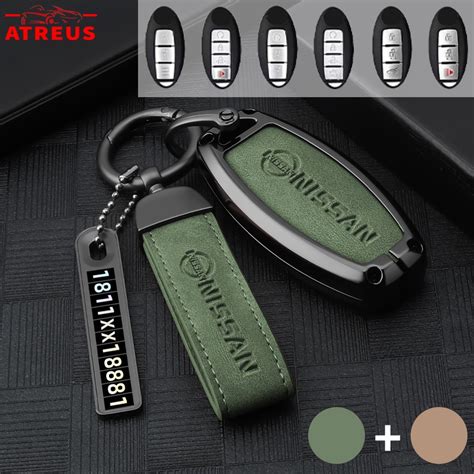 Nissan Zinc Alloy Leather Car Key Case Full Wrap Cover Smart Key