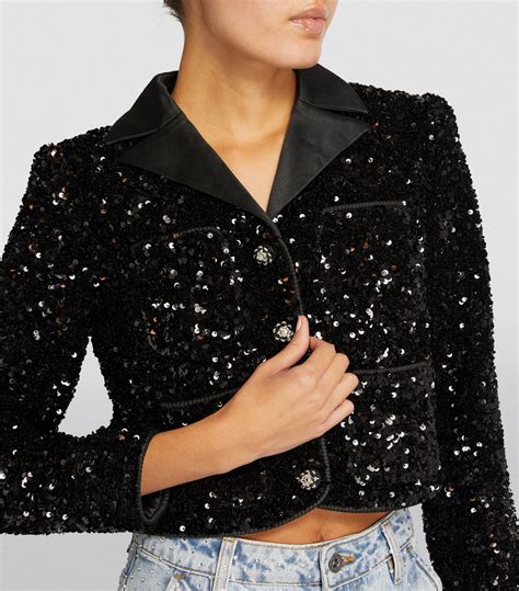 Womens Self Portrait Black Sequin Embellished Jacket Harrods Uk