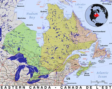 Map Of Eastern Canada And Us