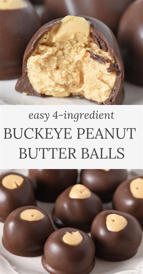 Easy 4 Ingredient Buckeye Peanut Butter Balls Buckeye Recipe Easy