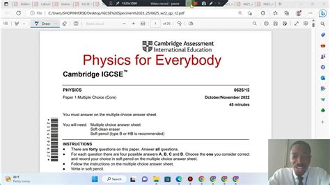 Igcse Physics 0625 Octnov 2022 Paper 1 Variant 2 062512on22 Youtube