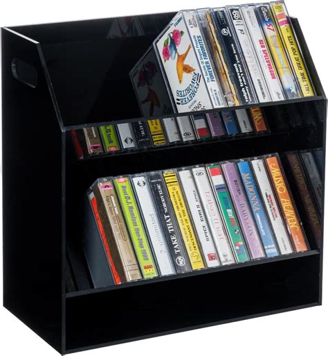 Myt 2 Tier Modern Premium Black Acrylic Compact Cassettes Holder With Cutout