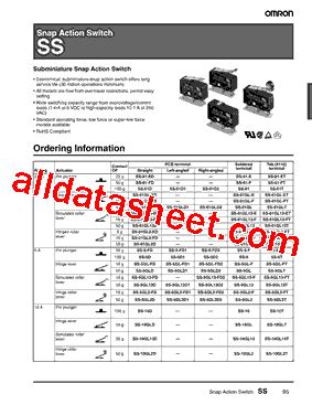 SS 01GL F Datasheet PDF Omron Electronics LLC